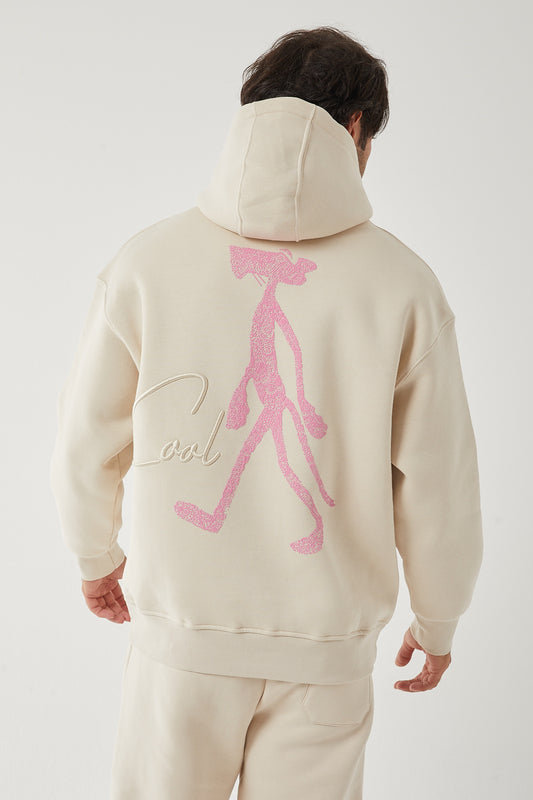 Sweat Capuche Beige la Panthère Rose