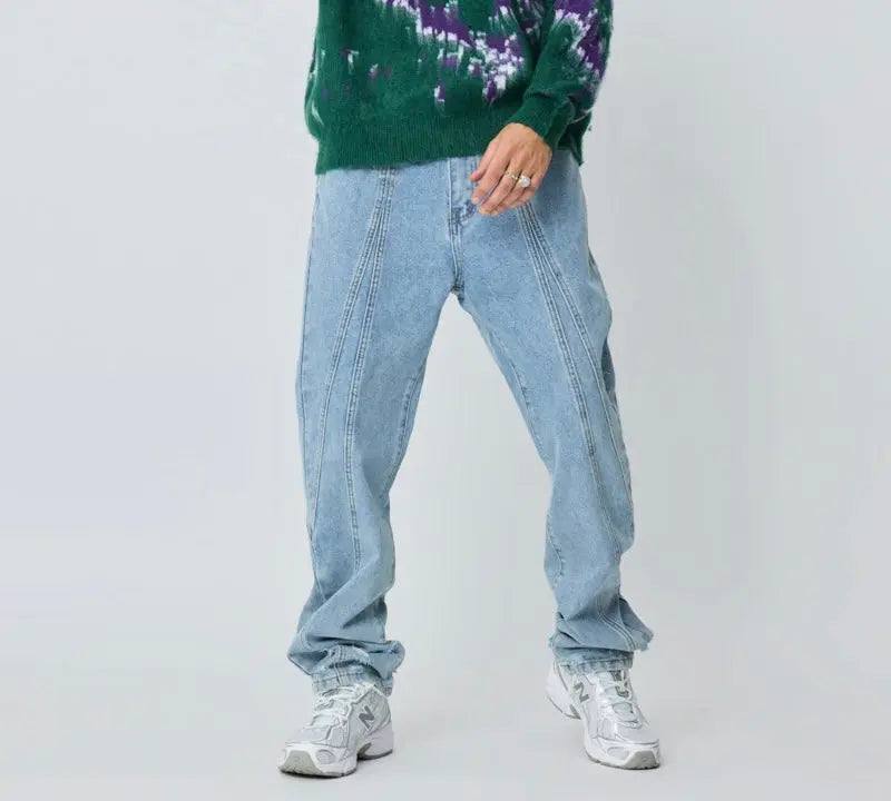 Jean bleu clair homme coupe droite bonhomme