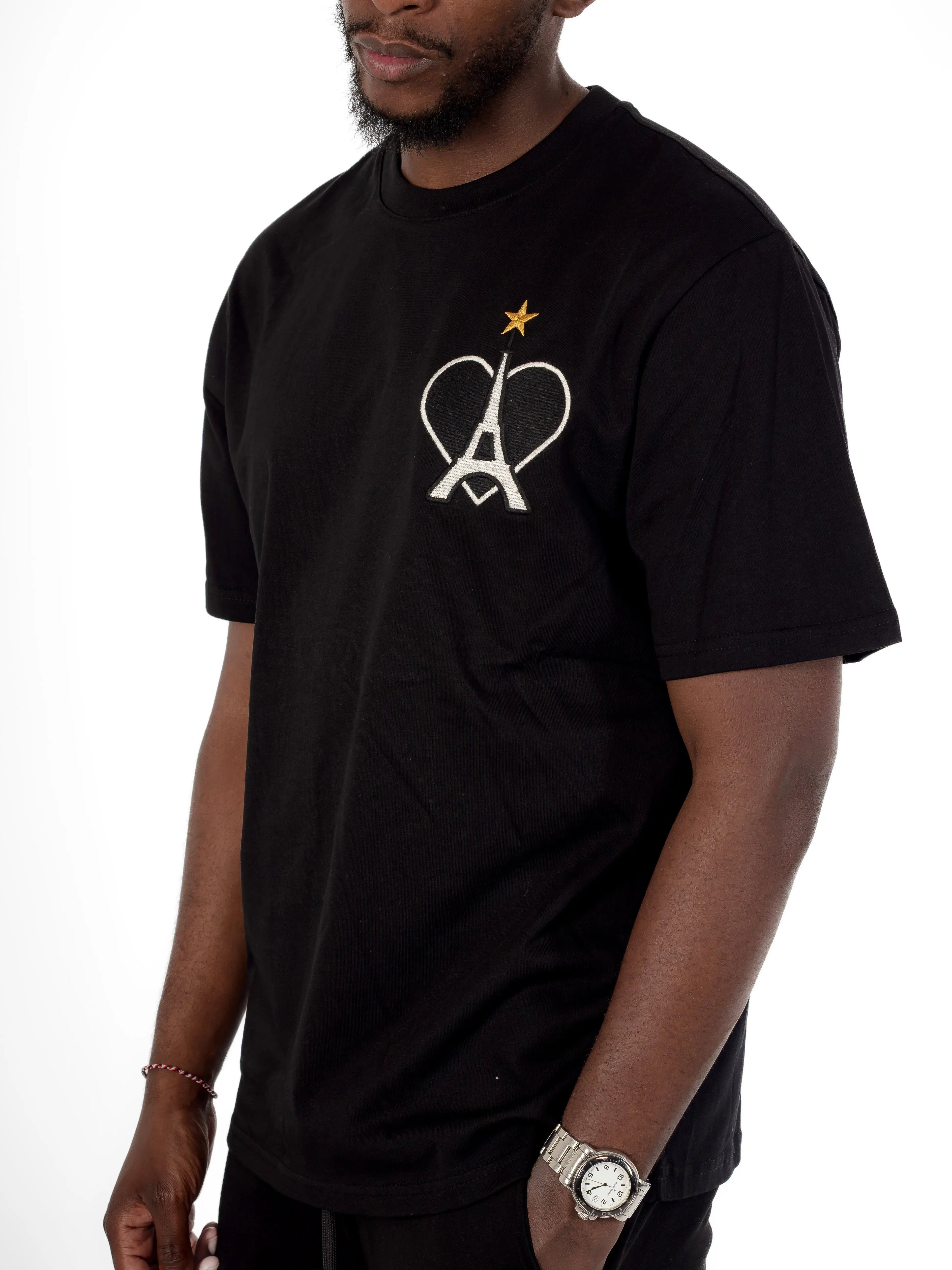Tee Shirt tour eiffel étoile Noir - bonhomme