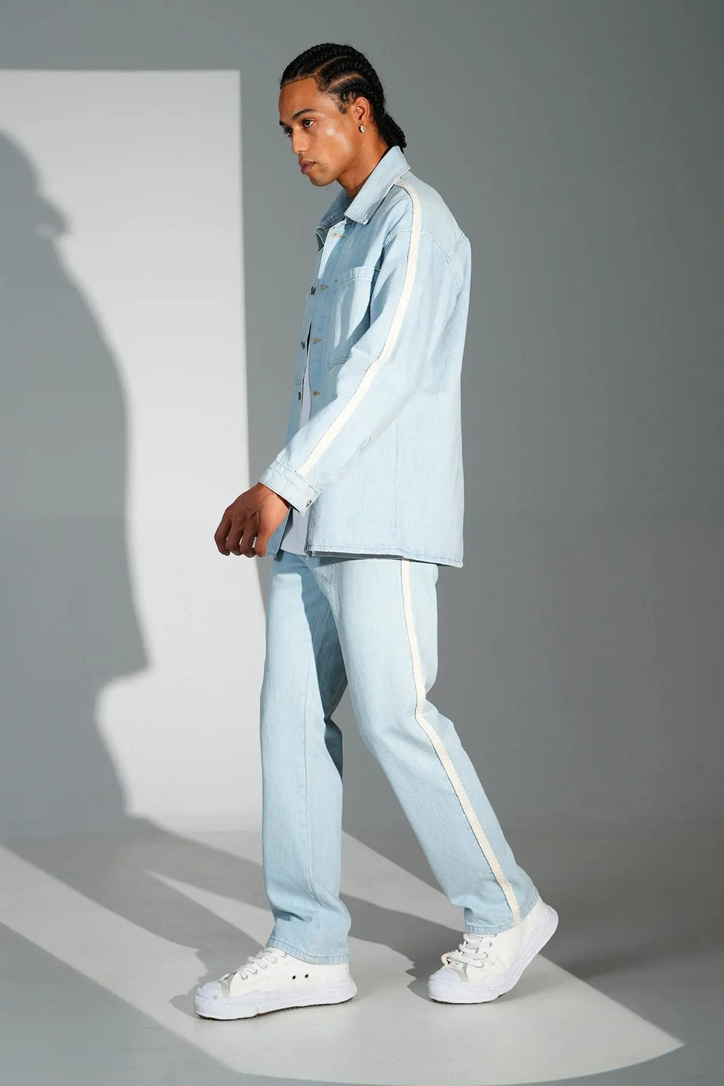 Ensemble Jean Homme Bleu Clair avec Bandes Latérales bonhomme