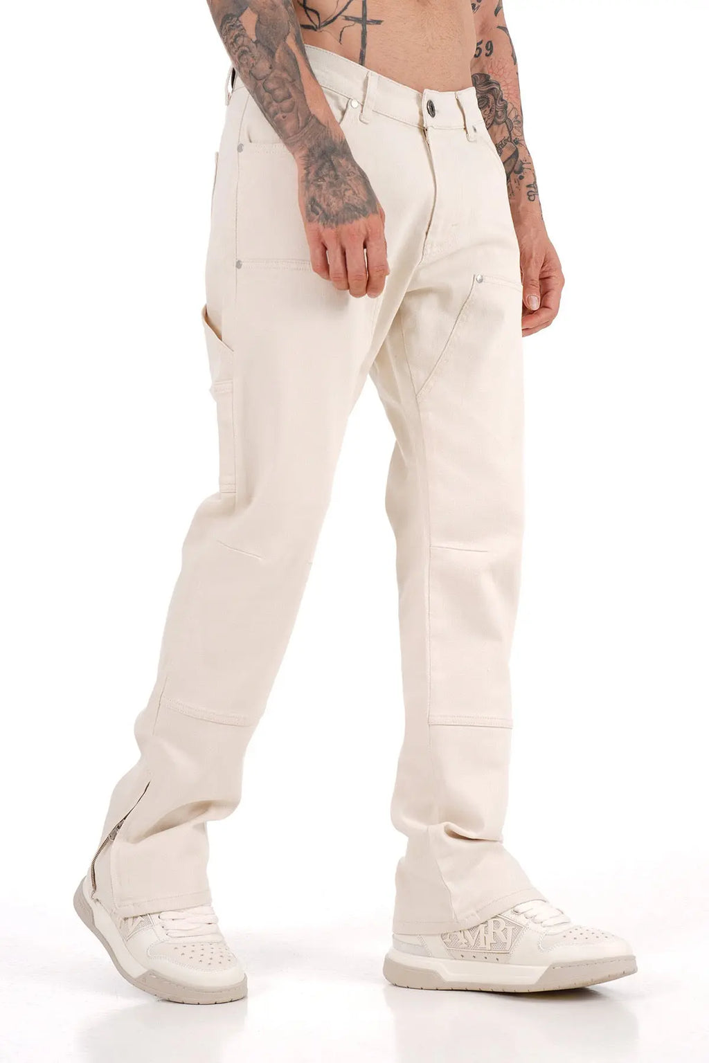 Jeans Carpenteur Beige Homme Coupe Flare bonhomme
