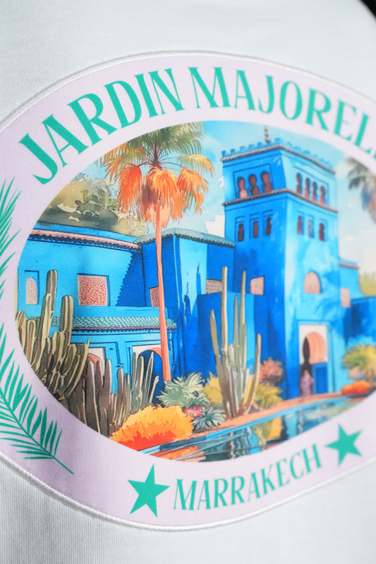 Tee Shirt Jardin Majorelle Marrakech Blanc