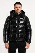 Manteau doudoune homme brillante à capuche – Bonhomme Boutique