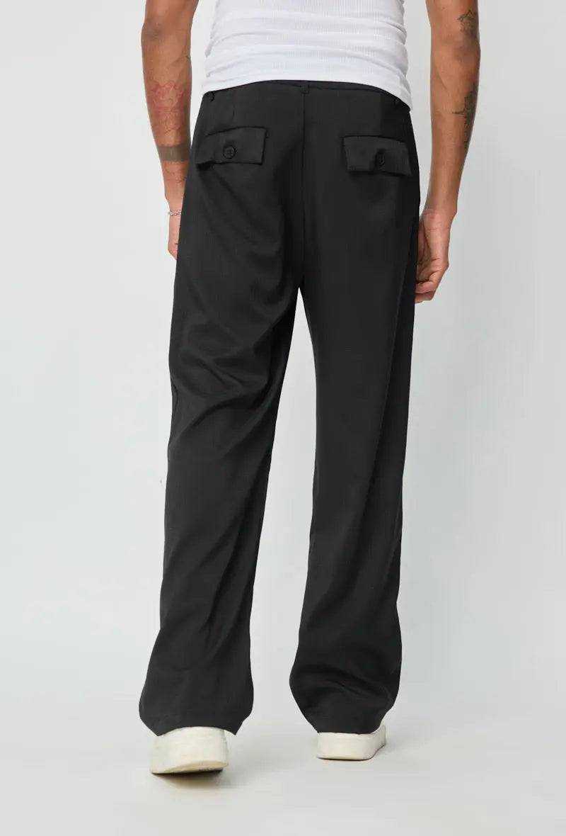 Pantalon Homme Noir Coupe Droite – Streetwear & Chic Décontracté bonhomme