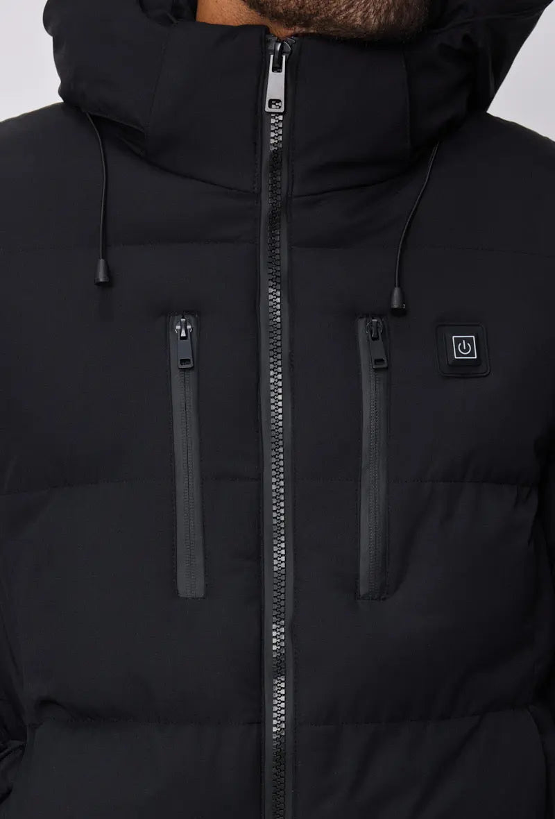 Doudoune Noire Chauffante Homme – Capuche & Zips Étanches bonhomme
