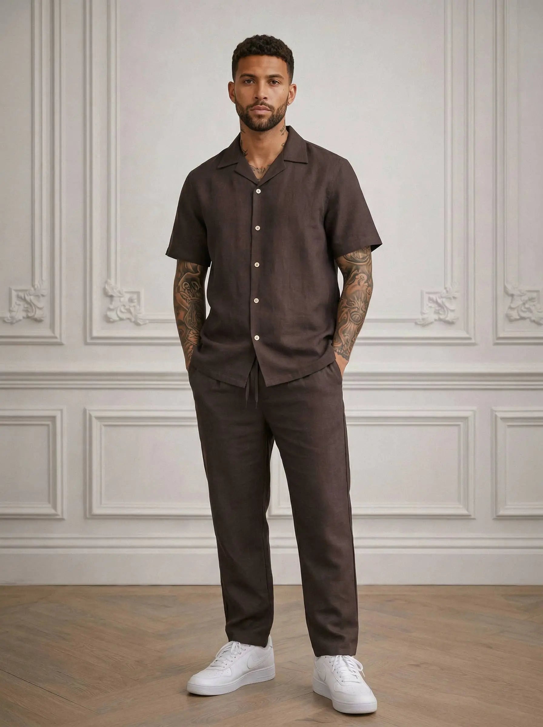 Ensemble chemise & pantalon Homme en Lin – style estival bonhomme