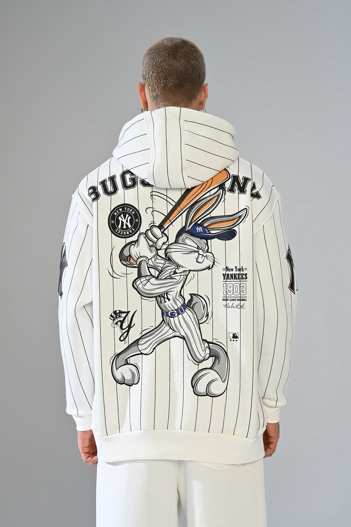 Sweat Capuche Blanc Bugs Bunny x Yankees