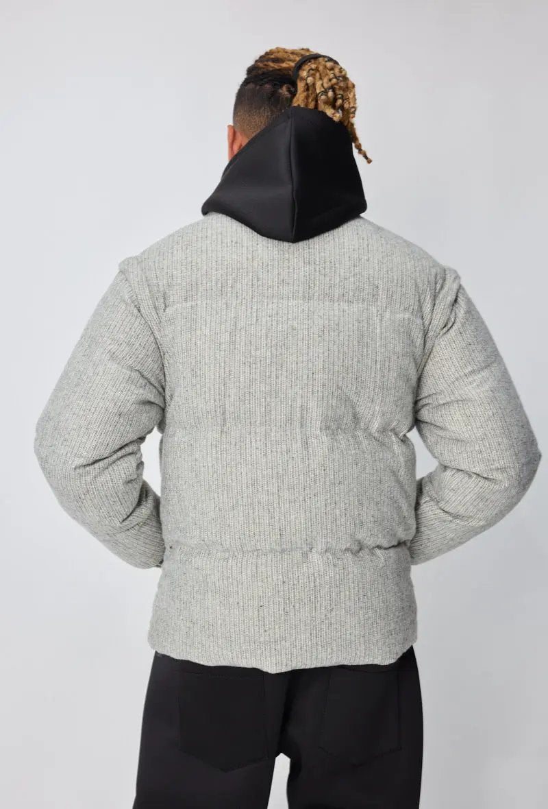 Doudoune Homme Grise Texturée – Style Urbain & Confort XXL bonhomme