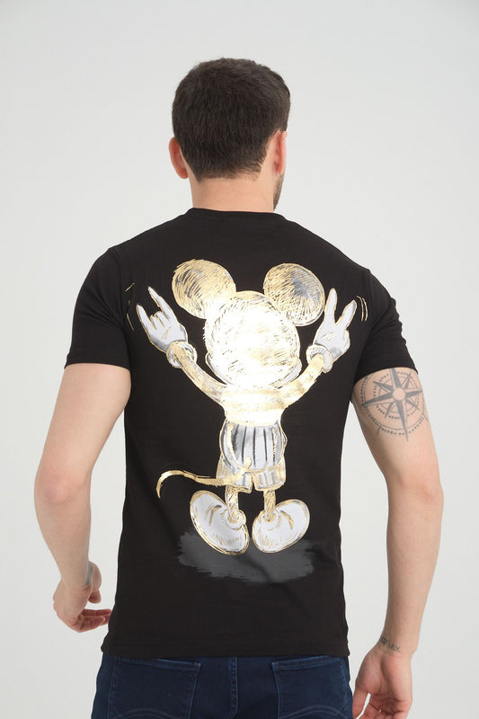 Tee Shirt Mickey Slim Noir Or