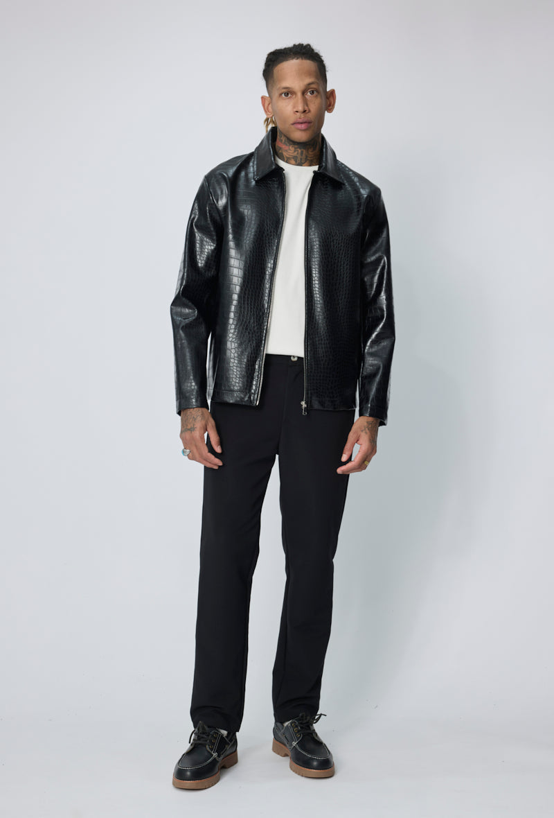 Veste zippée simili cuir effet croco – photo 3