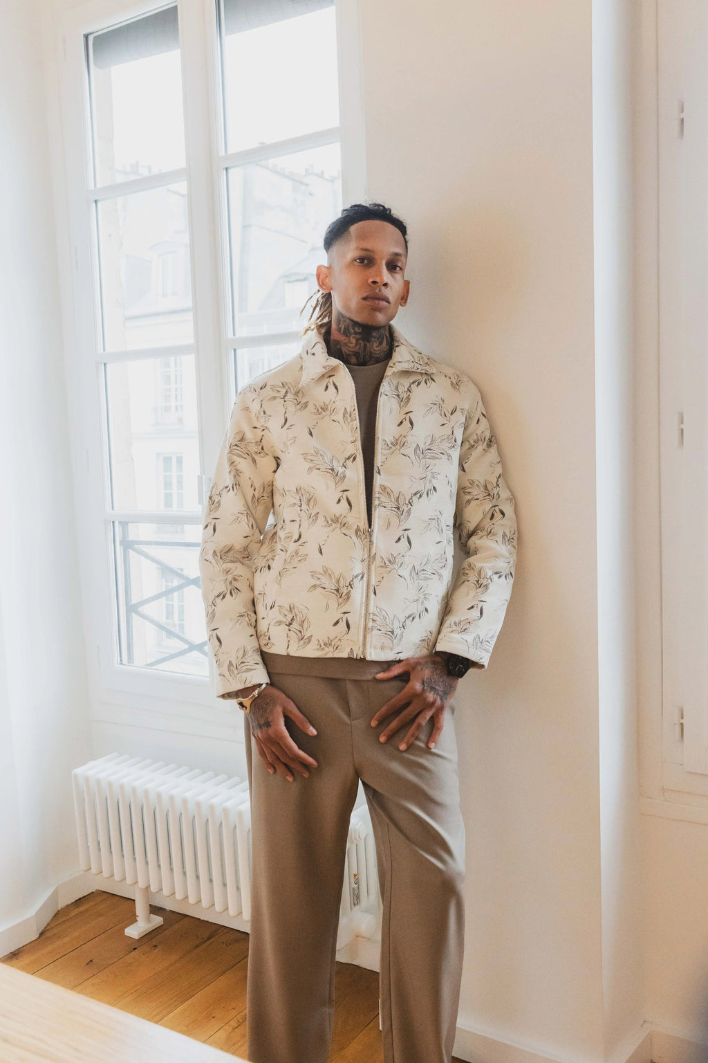 Veste Floral Homme Col Chemise bonhomme