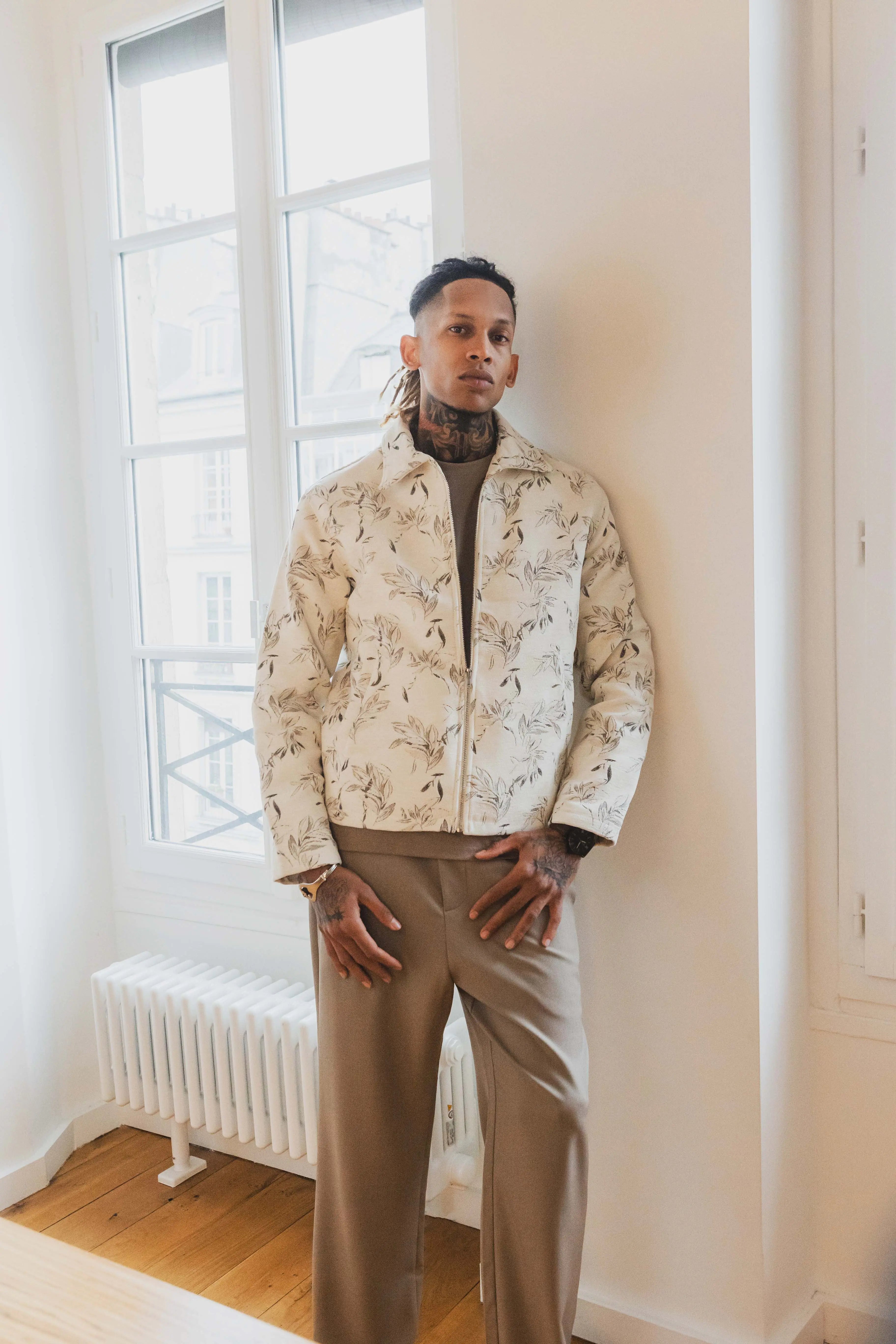 Veste Floral Homme Col Chemise bonhomme