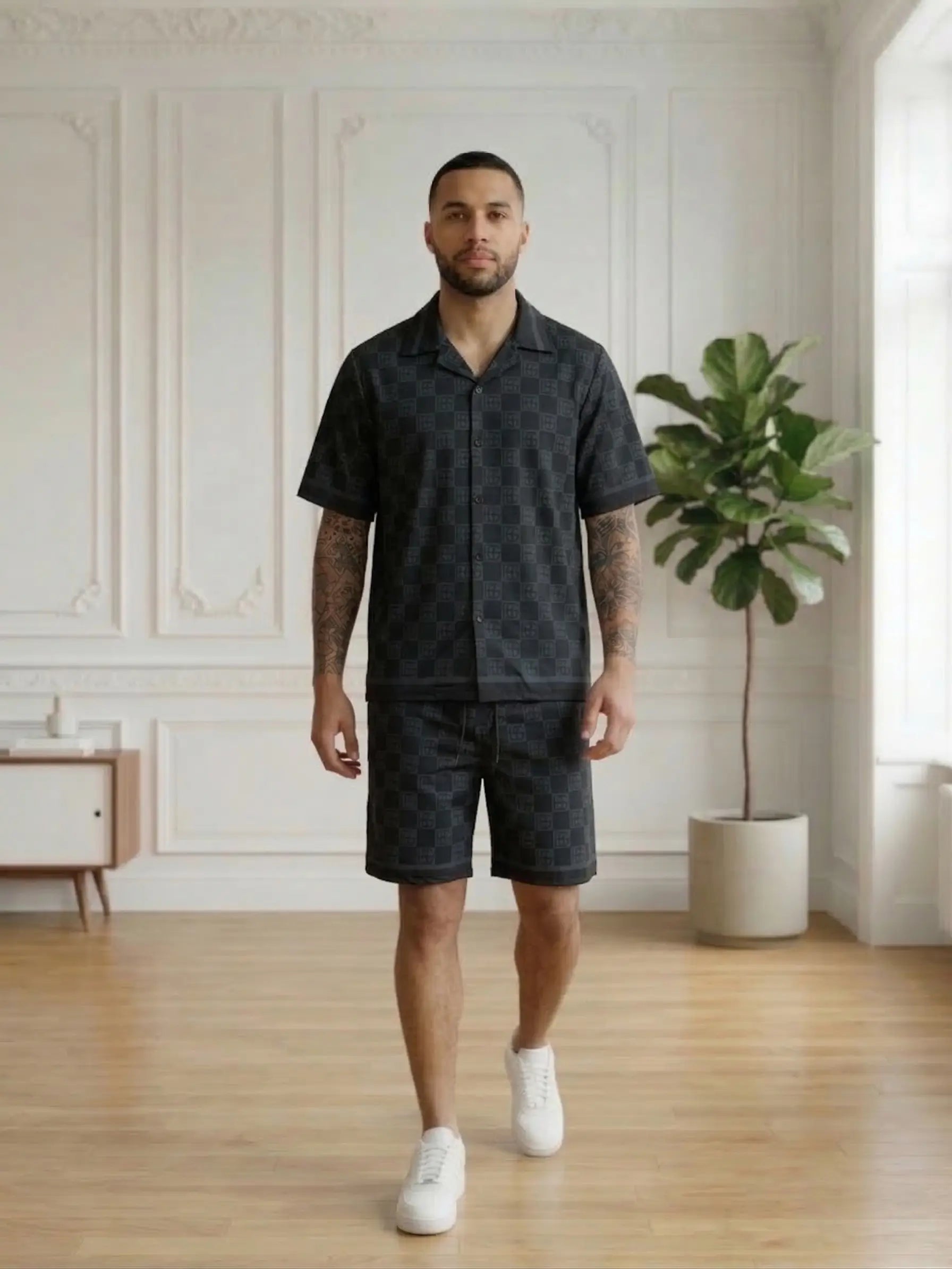 ensemble chemise et short homme imprimé bonhomme