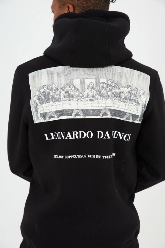 Sweat capuche noir Da Vinci bonhomme
