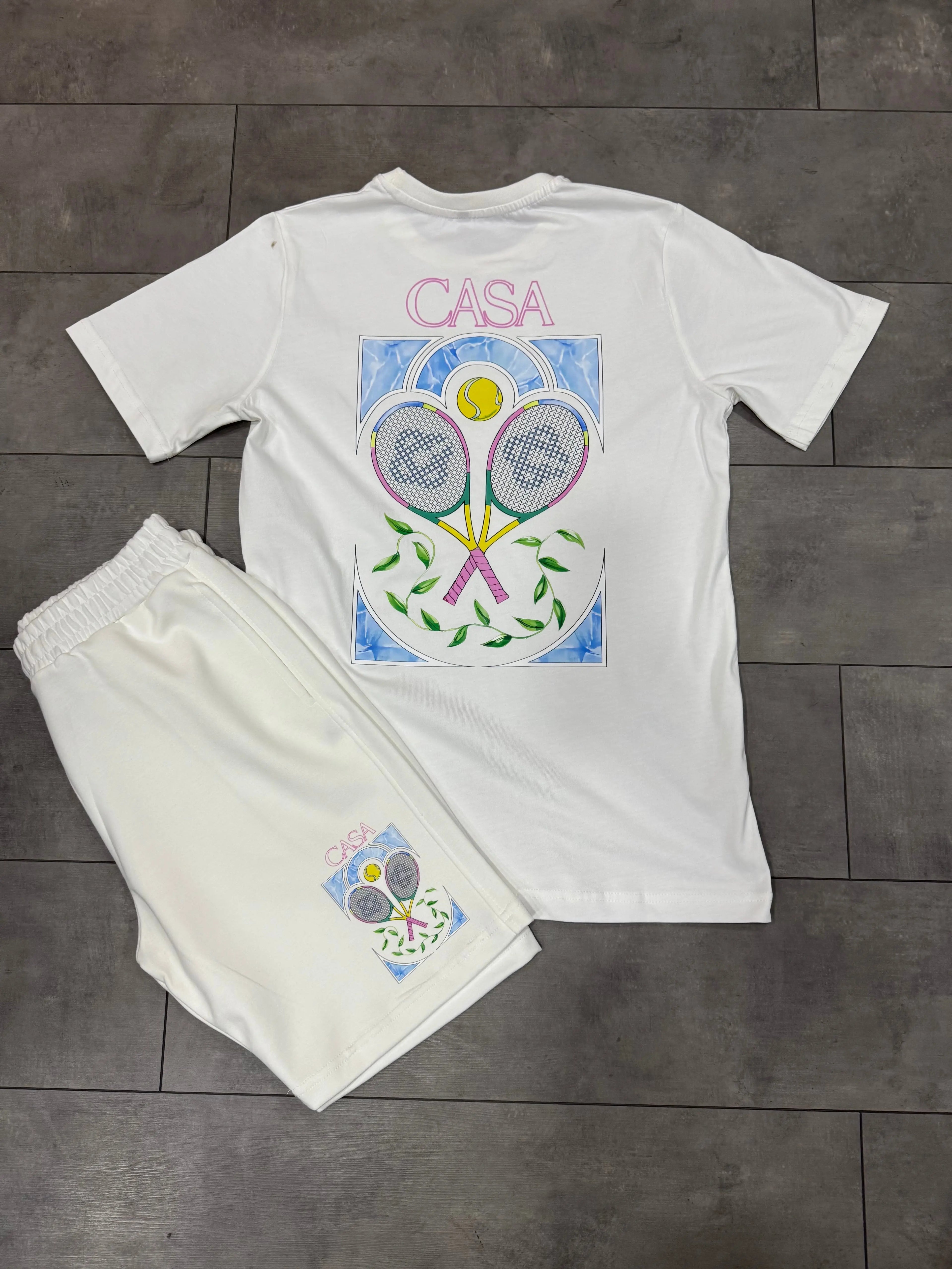 Ensemble Tee Shirt et Short Casa Tennis Blanc bonhomme