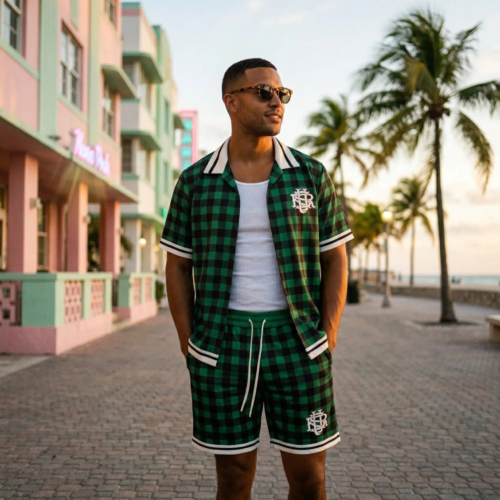 Ensemble Homme chemise short à carreaux Style summer street bonhomme
