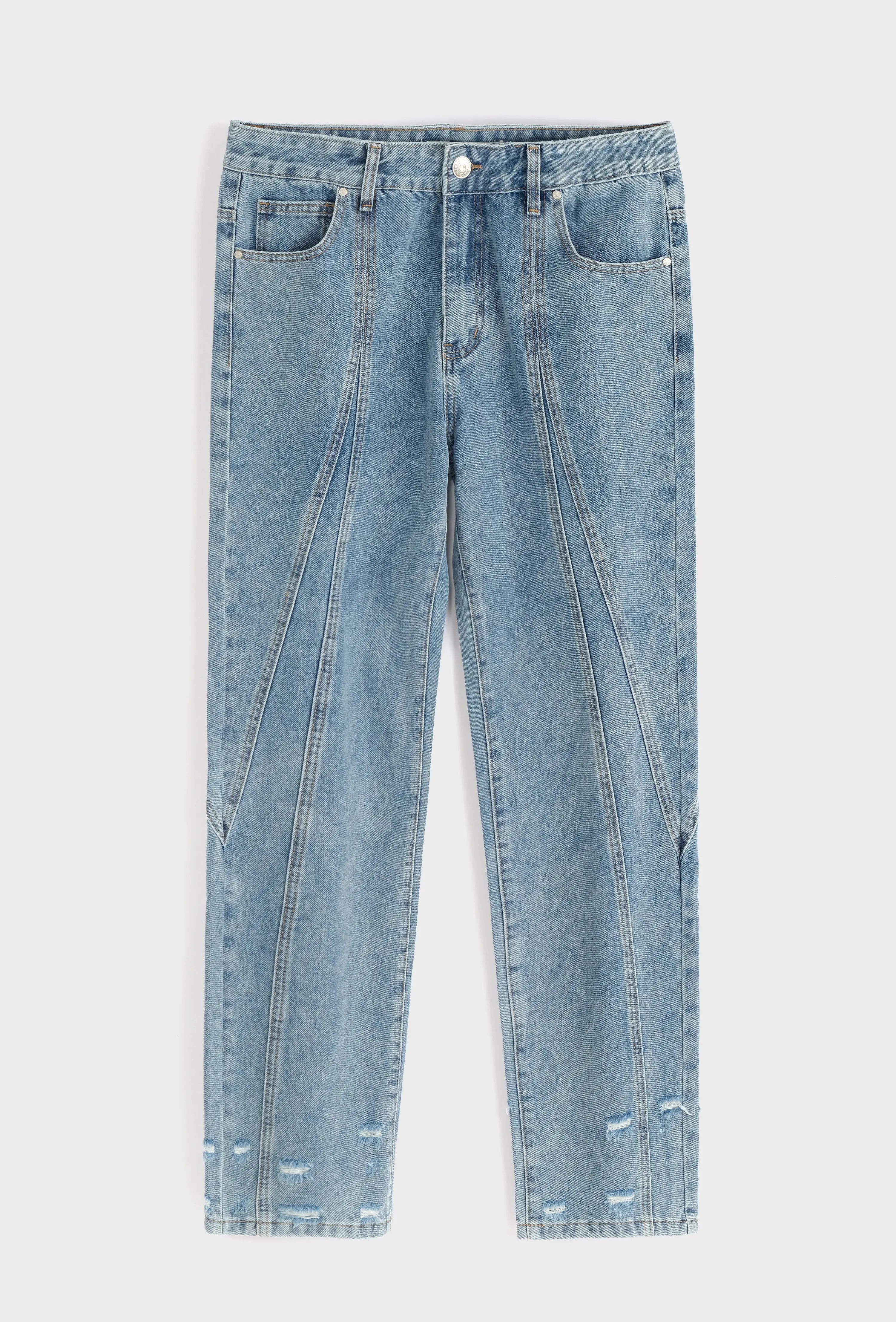 Jean bleu clair homme coupe droite bonhomme