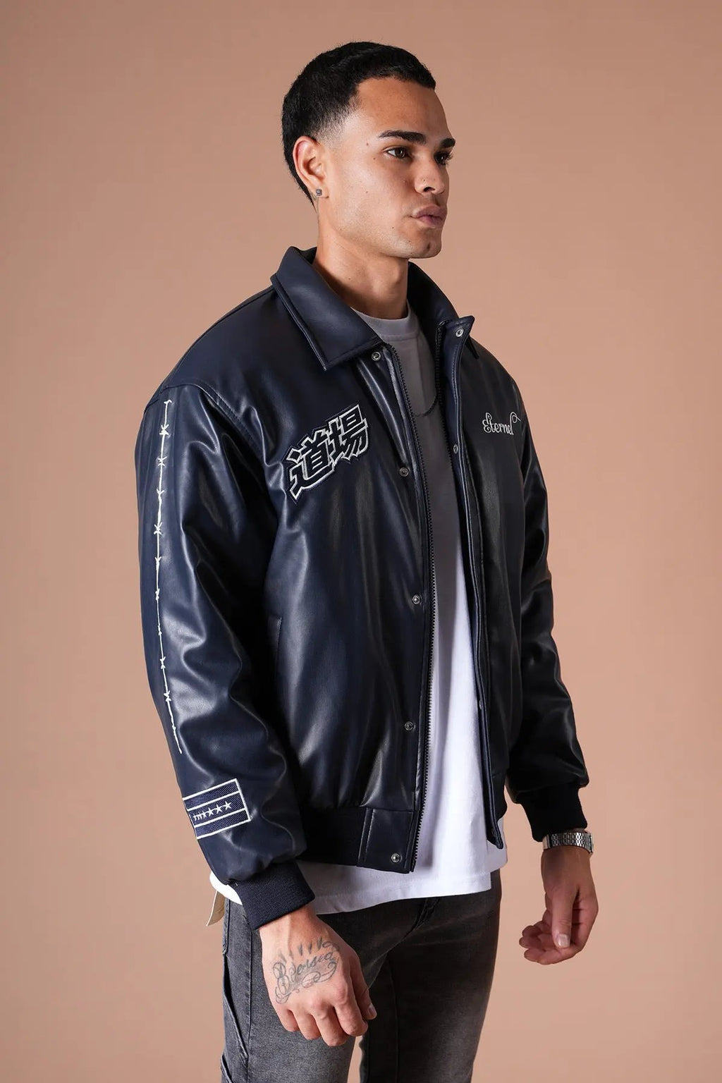 Blouson Ikao Atelier Éternel Similicuir Marine bonhomme