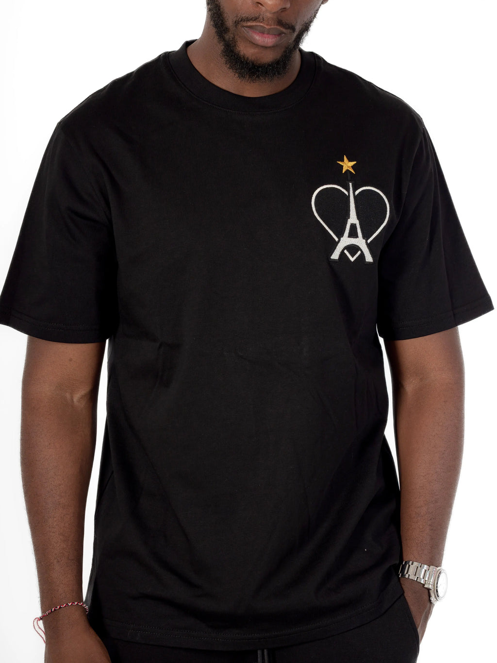 Tee Shirt tour eiffel étoile Noir - bonhomme