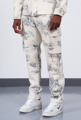 Pantalon Cargo Toile de Jouy