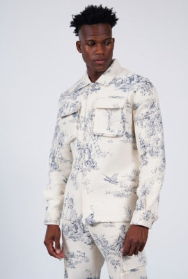 Veste Toile de Jouy Blanc Bleu