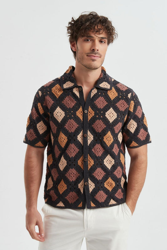 Chemise Crochet Noir Marron