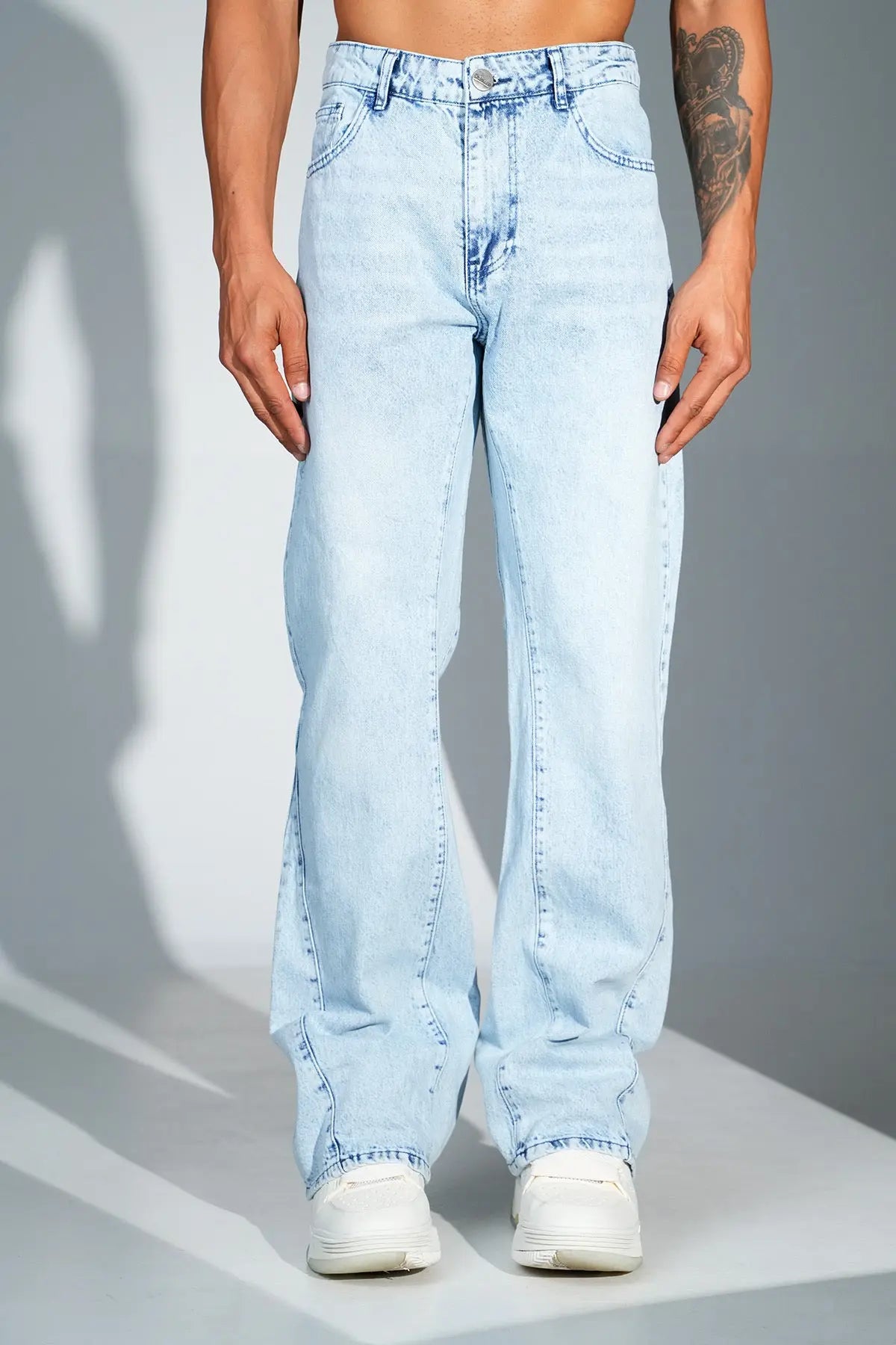 Jean Homme Outfit – Coupe Flare Denim Bleu Clair bonhomme