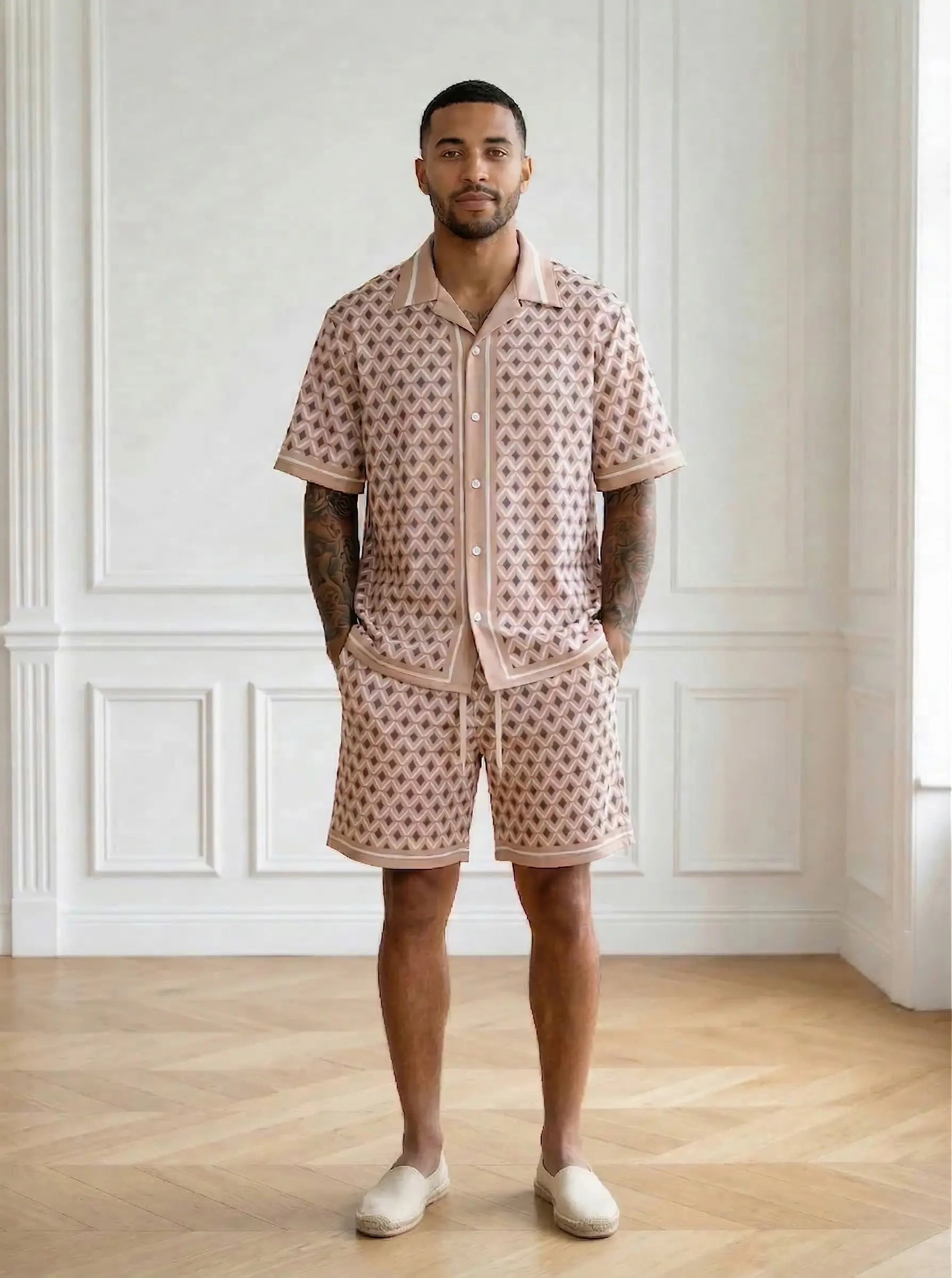 ensemble chemise et short homme imprimé bonhomme