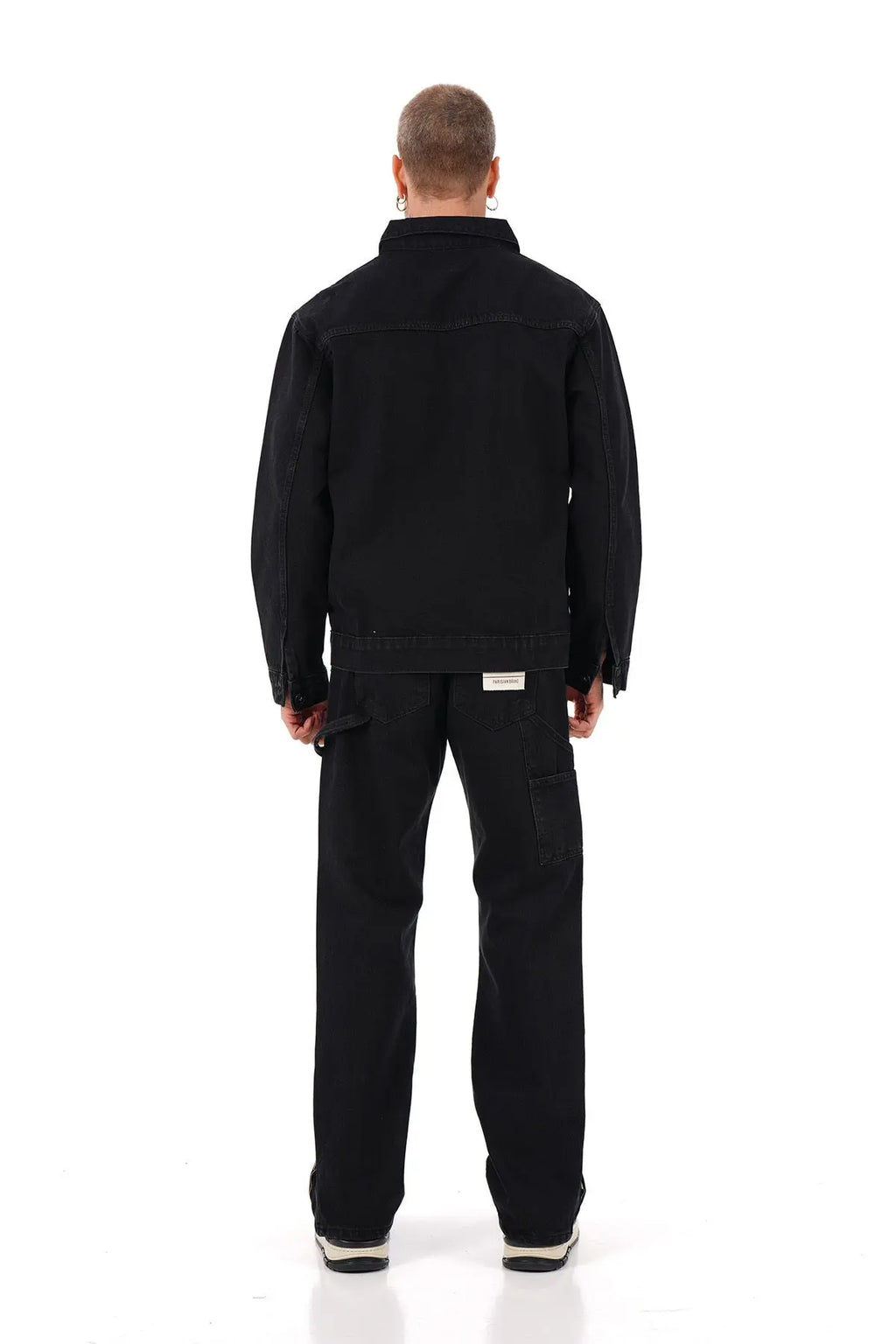 Ensemble Carpenter Noir – Veste à Gros Zip Jean Flare 100% Coton bonhomme