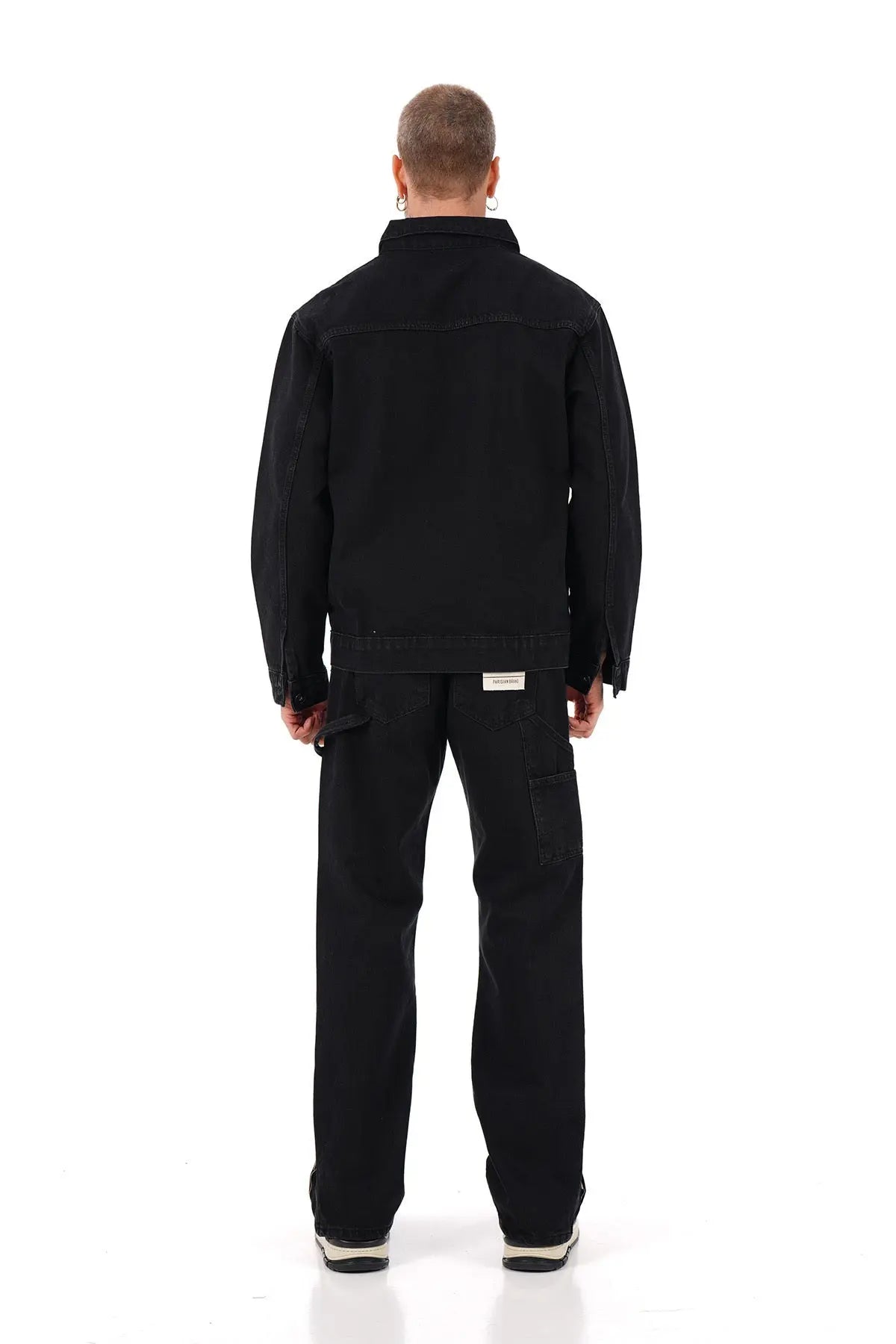 Ensemble Carpenter Noir – Veste à Gros Zip Jean Flare 100% Coton bonhomme