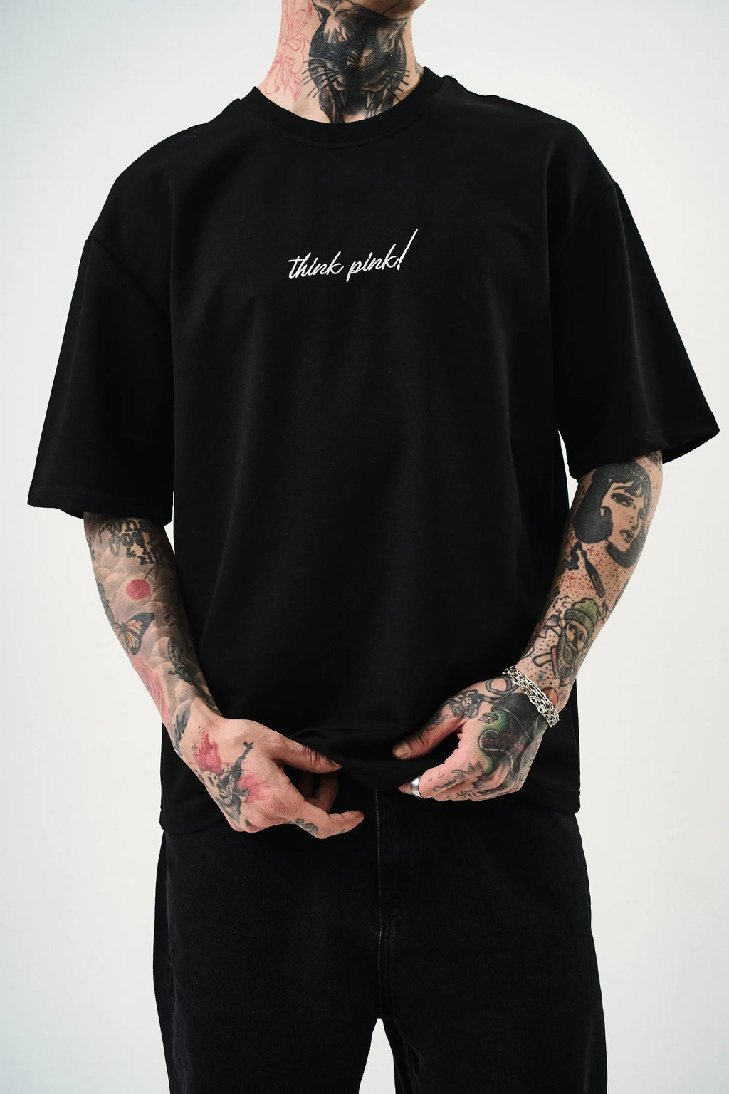 Tee Shirt Leo Think Pink Noir bonhomme