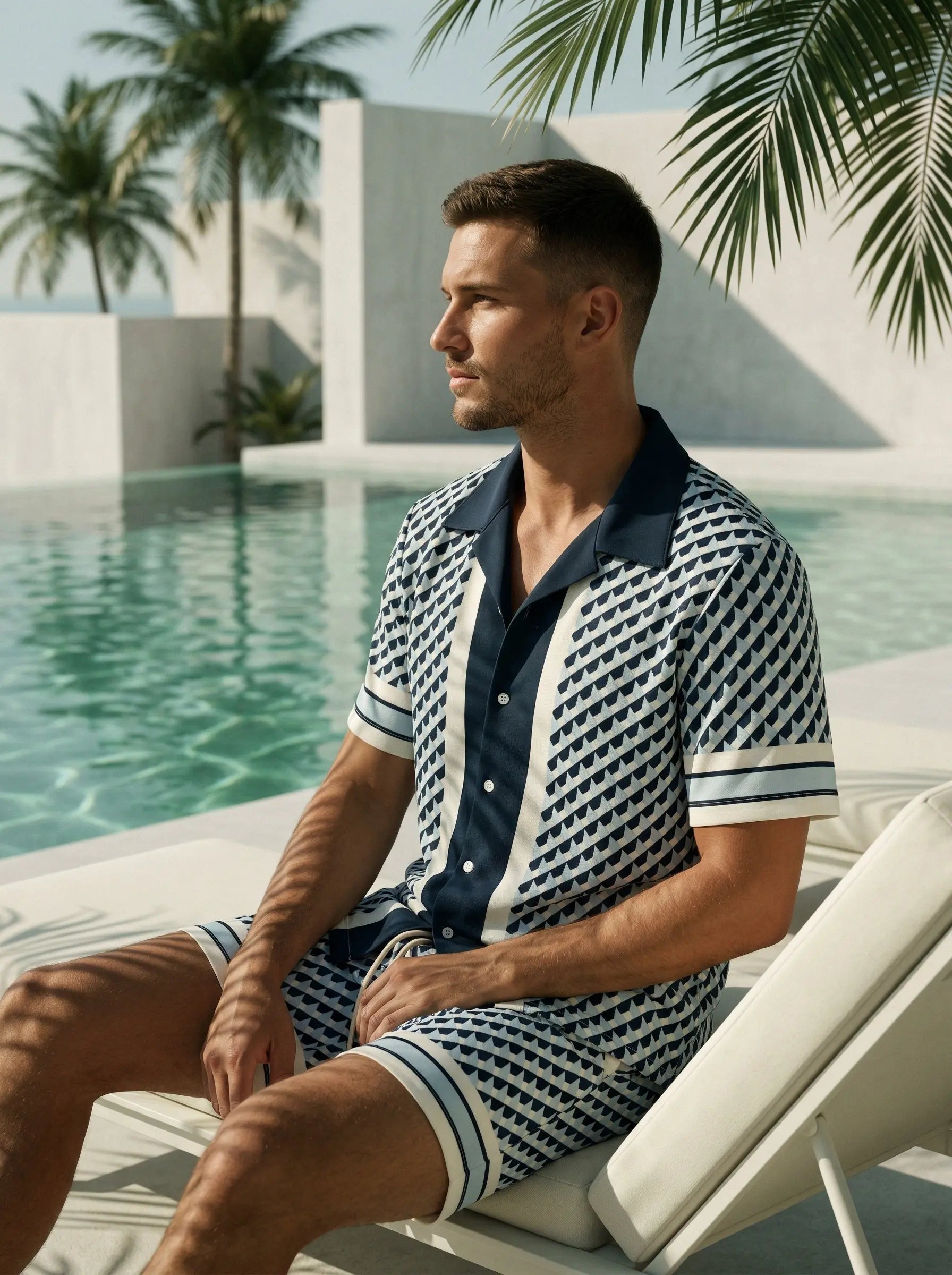Ensemble Homme chemise & short coupe fluide été bonhomme