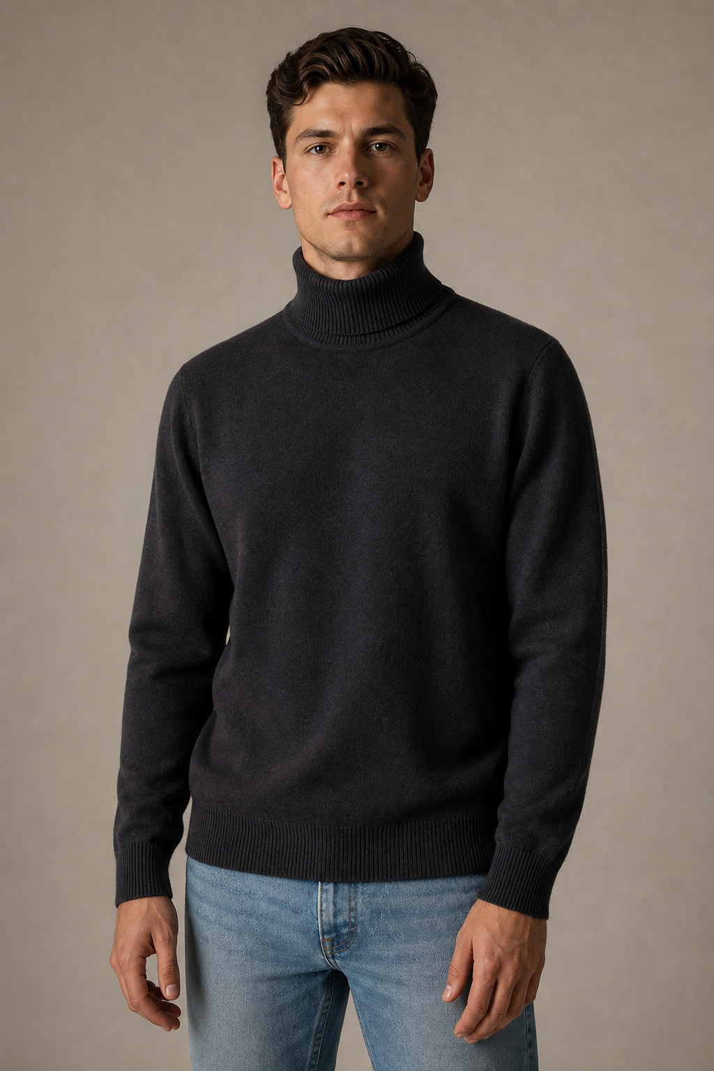 Pull homme col roulé maille – photo 5