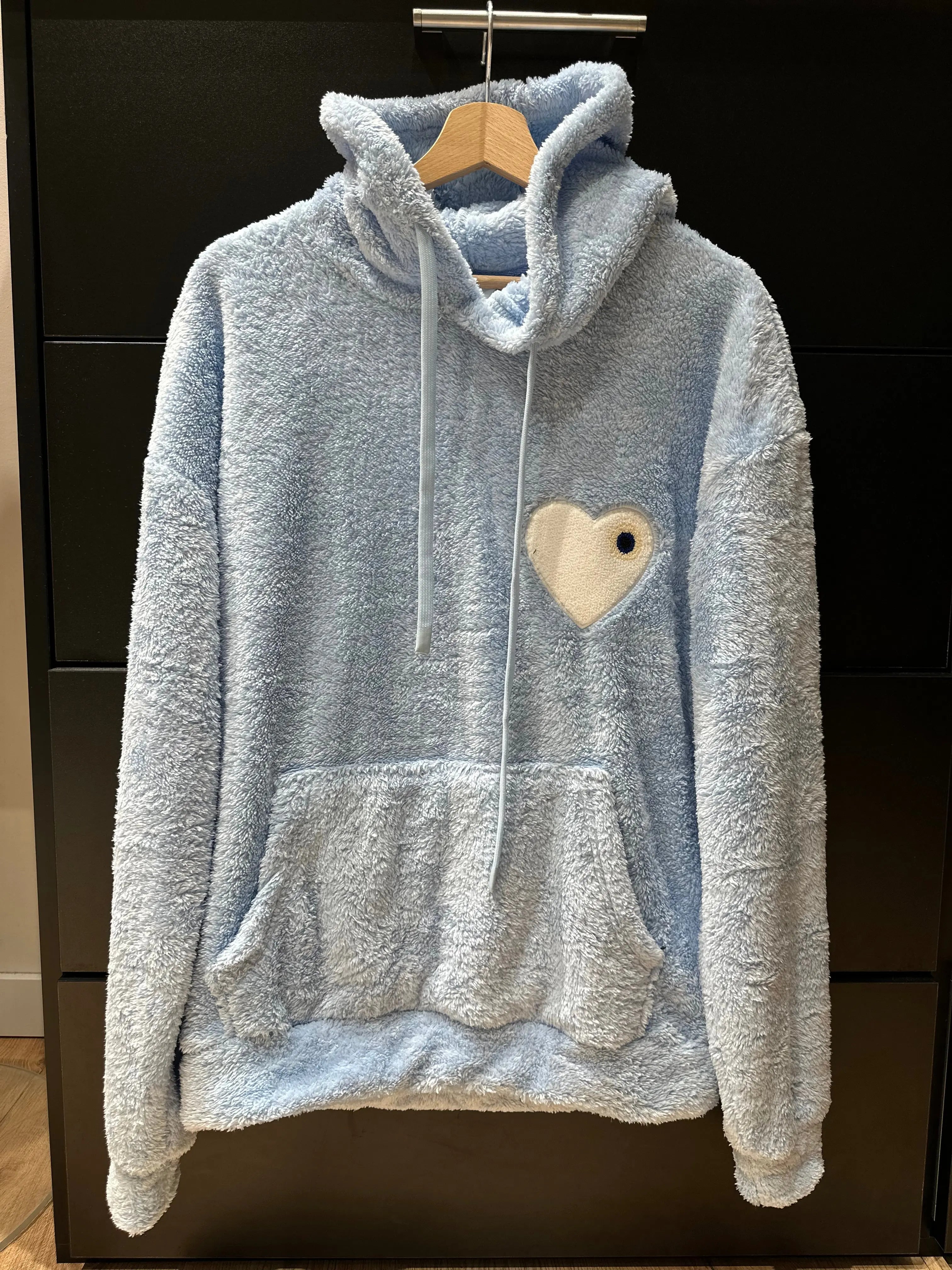 Sweat Moumoute à Capuche Ciel Avec Cœur Blanc - bonhomme