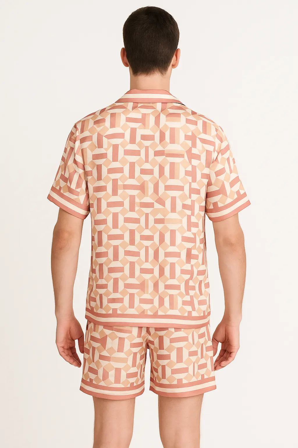 Ensemble Chemise et Short Geometrique Rose bonhomme