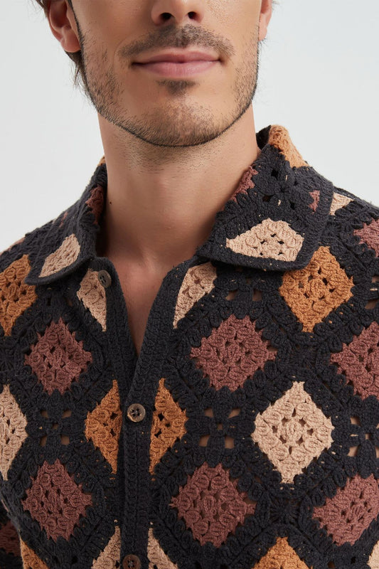 Chemise Crochet Noir Marron
