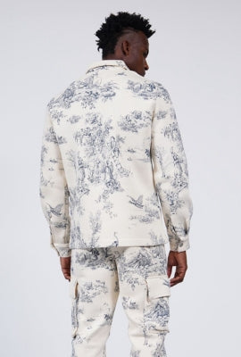 Veste Toile de Jouy Blanc Bleu