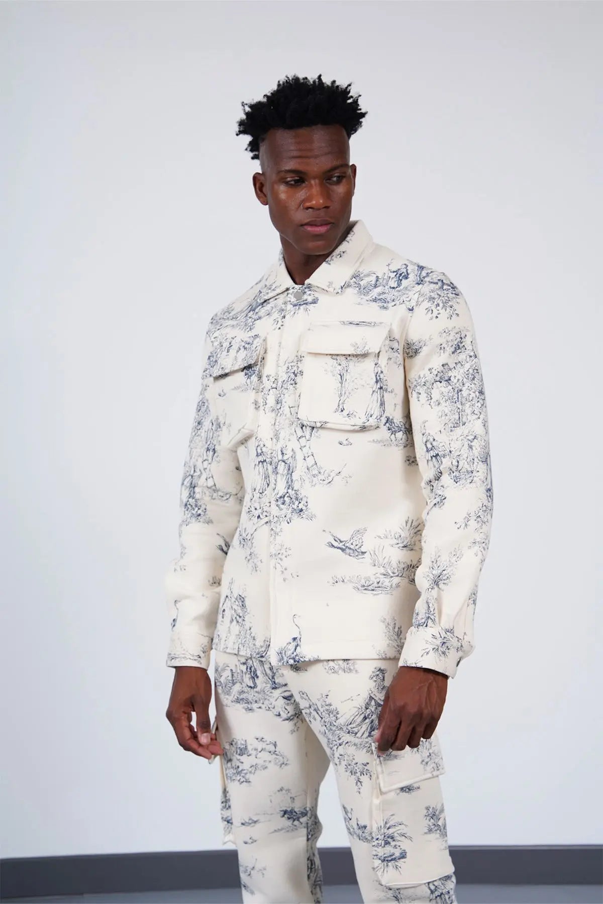 Ensemble jogging toile de jouy beige bonhomme