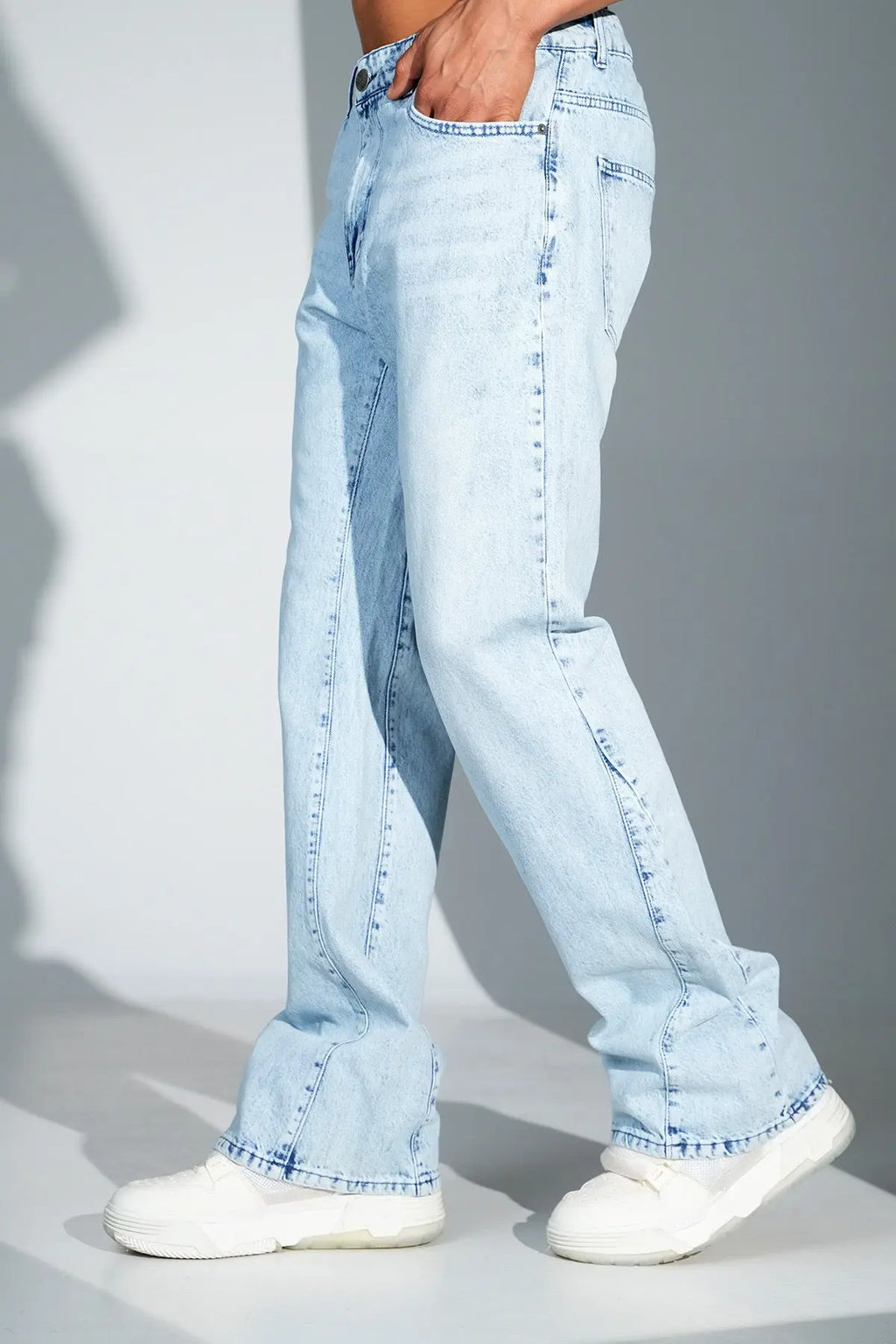 Jean Homme Outfit – Coupe Flare Denim Bleu Clair bonhomme