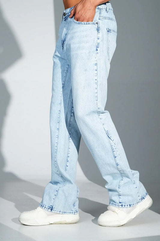 Jean Homme Outfit – Coupe Flare Denim Bleu Clair bonhomme