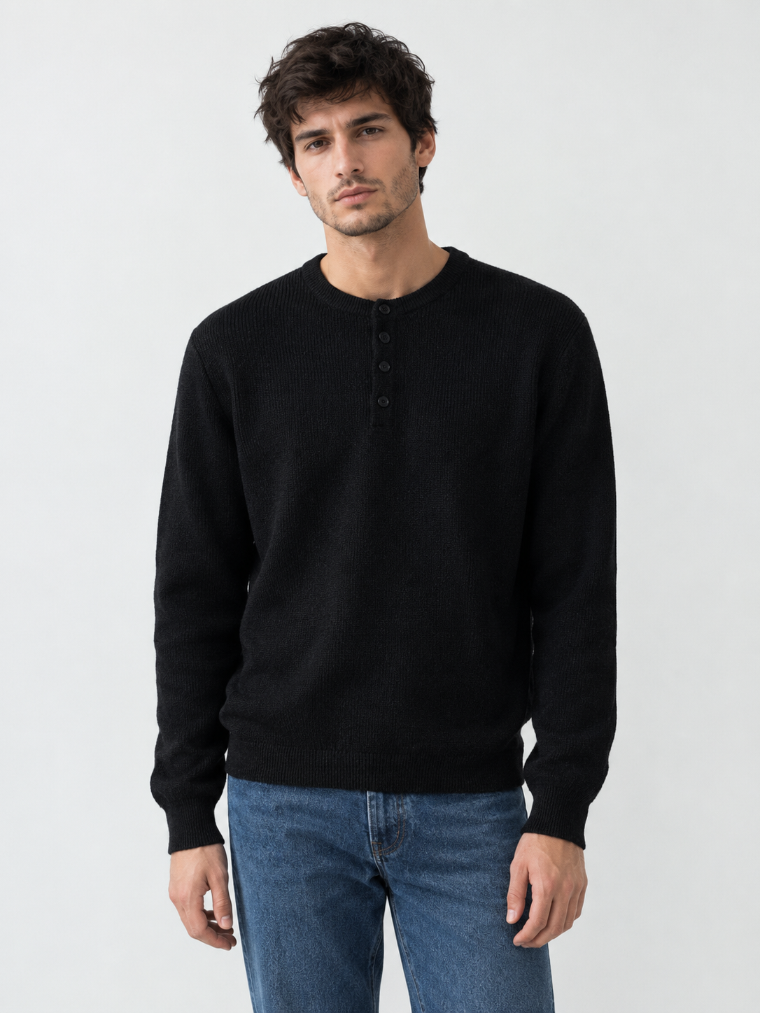 Pull Col Tunisien Homme Maille Côtelée