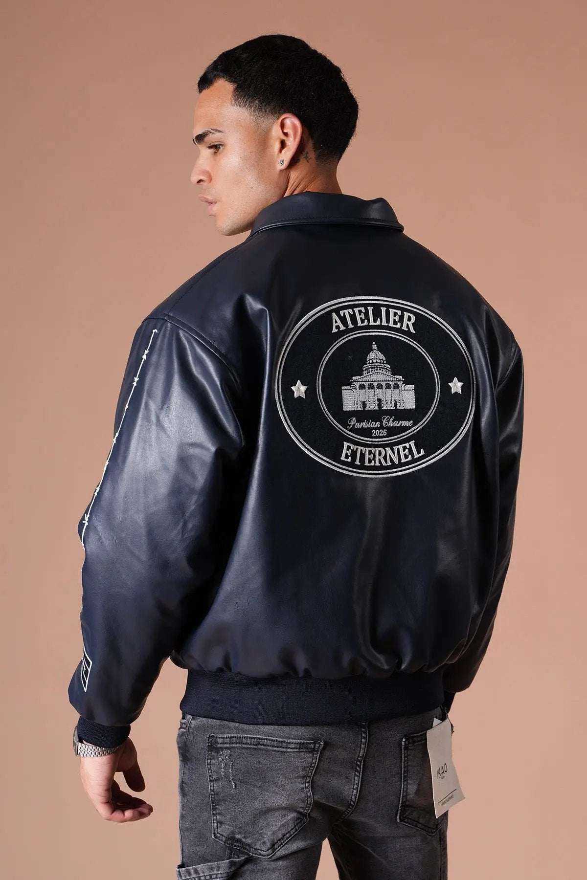 Blouson Ikao Atelier Éternel Similicuir Marine bonhomme