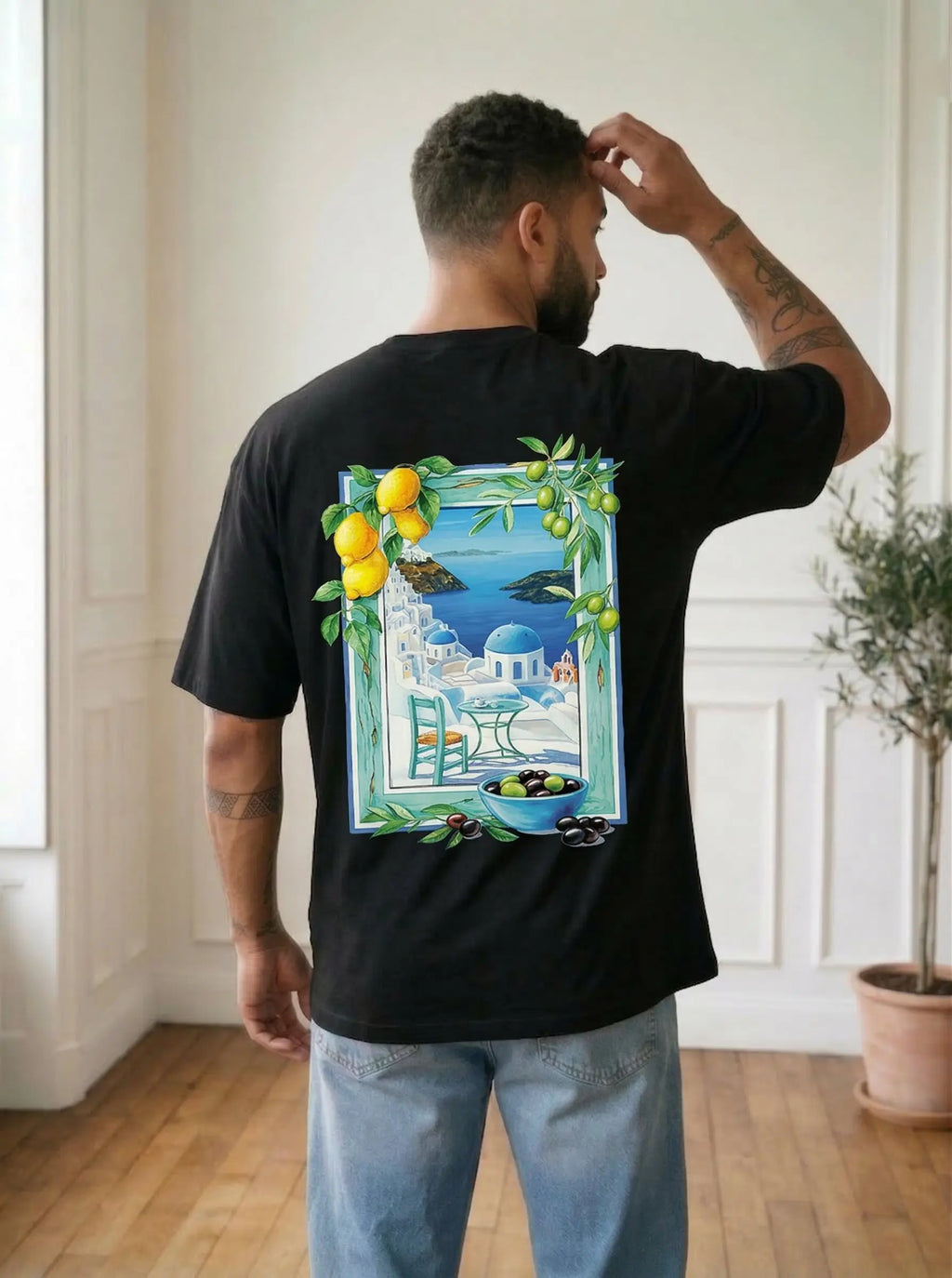 T-shirt Santorini – Évasion Méditerranéenne bonhomme