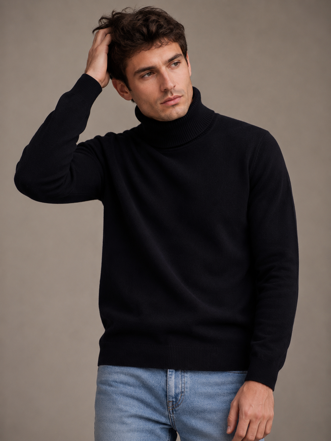 Pull homme col roulé maille – photo 3
