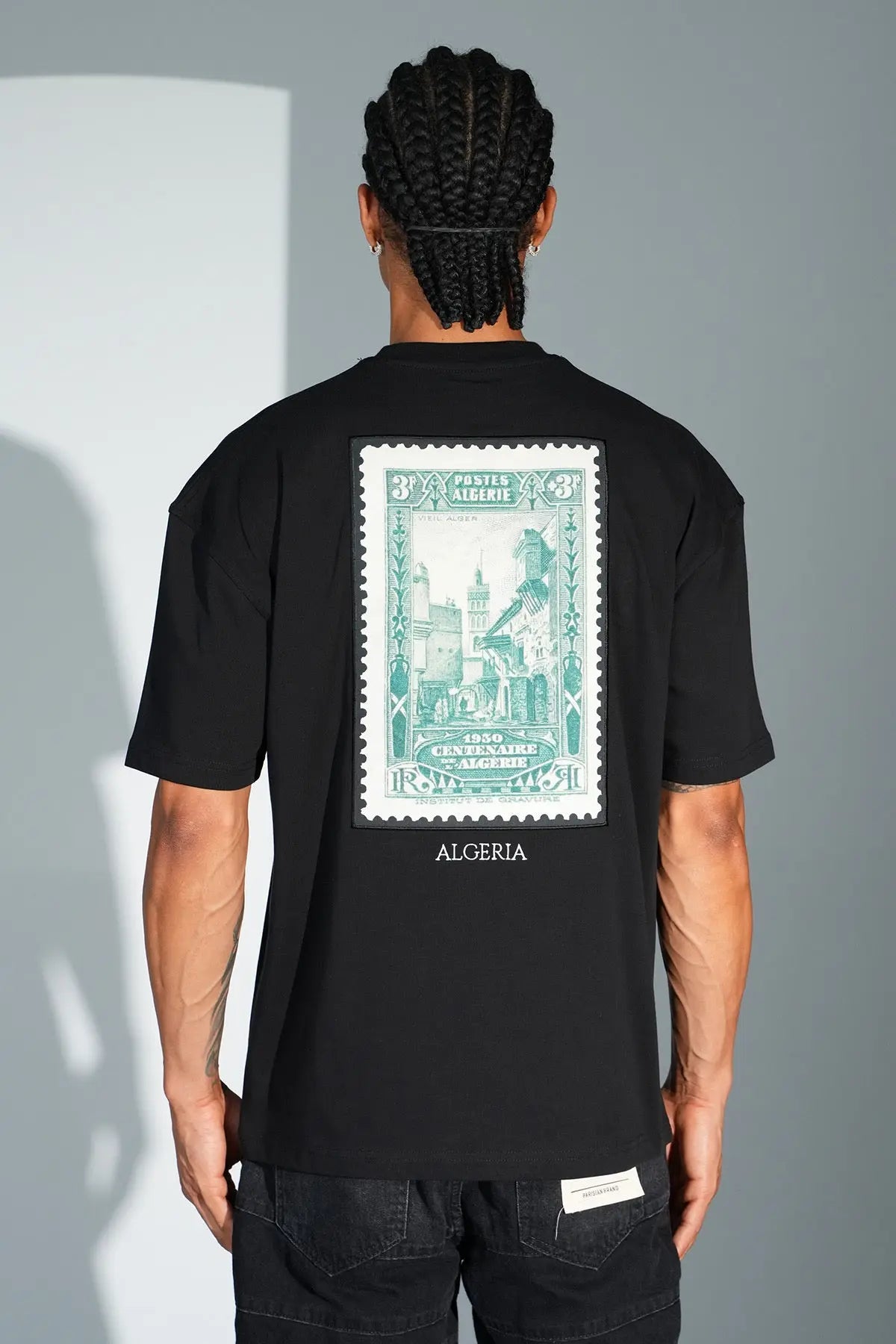 Tee Shirt timbre Algerie Noir - bonhomme