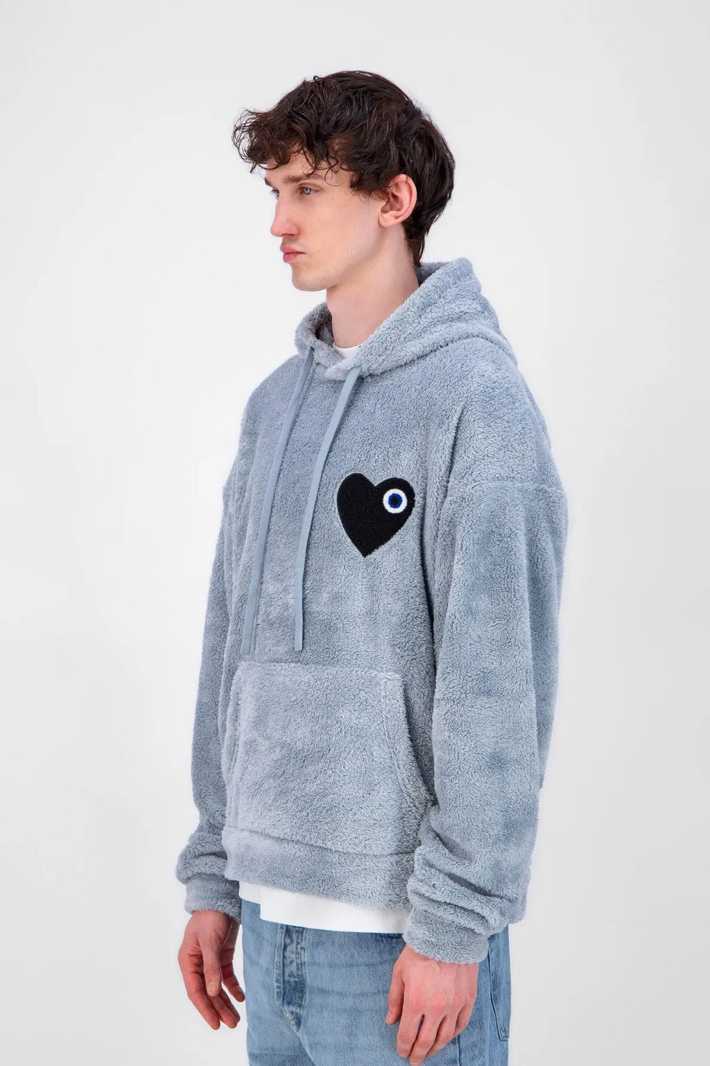 Sweat Moumoute à Capuche Gris Avec Cœur Noir - bonhomme