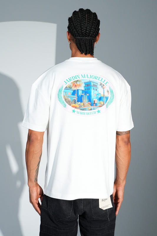 Tee Shirt Jardin Majorelle Marrakech Blanc