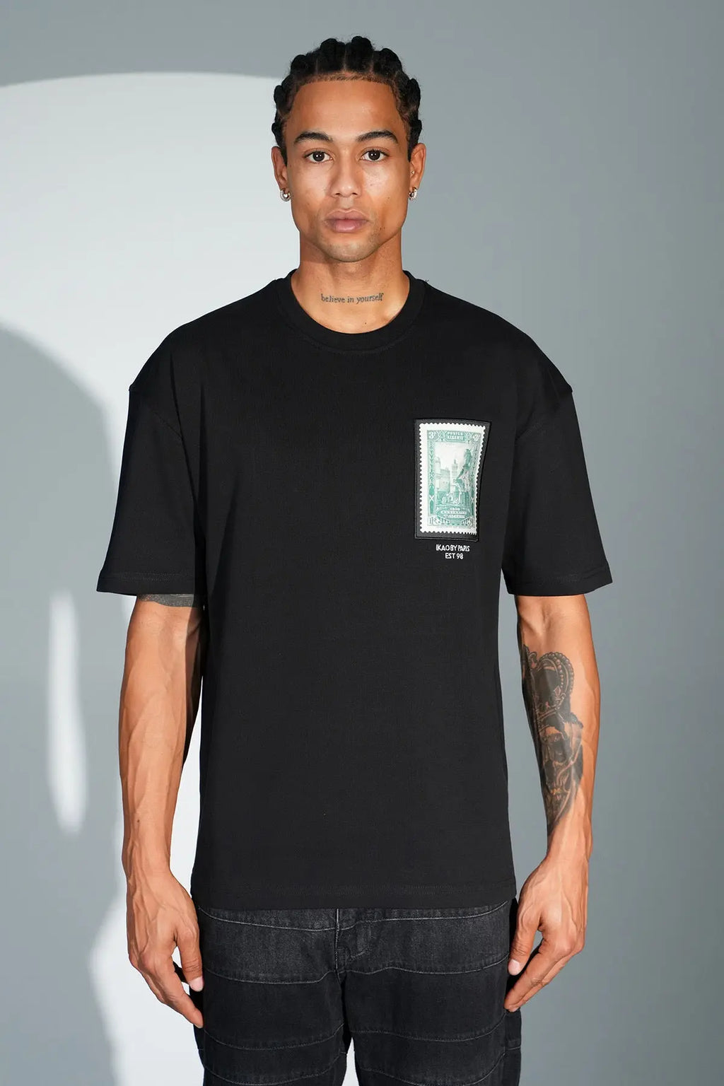 Tee Shirt timbre Algerie Noir - bonhomme