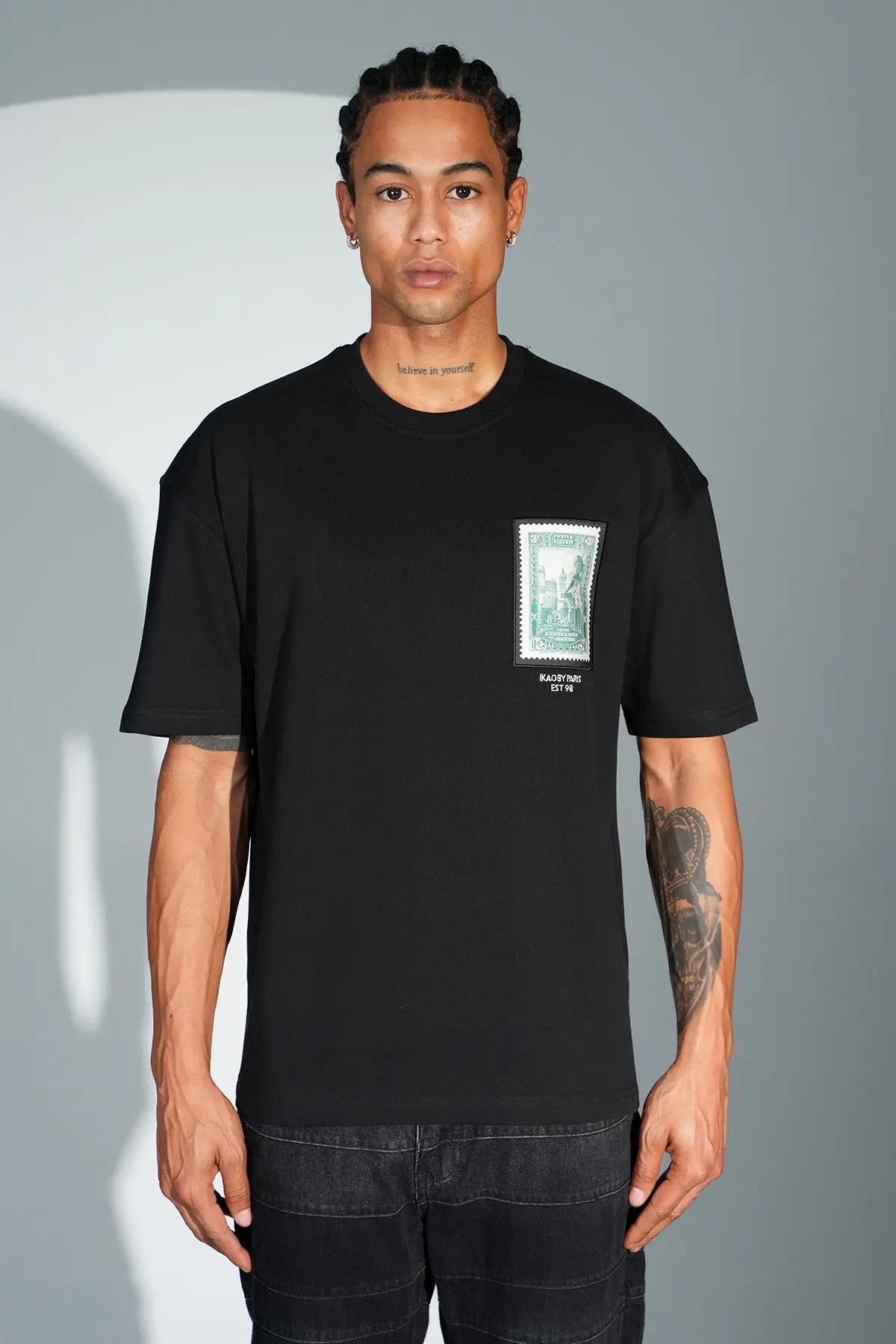 Tee Shirt timbre Algerie Noir - bonhomme