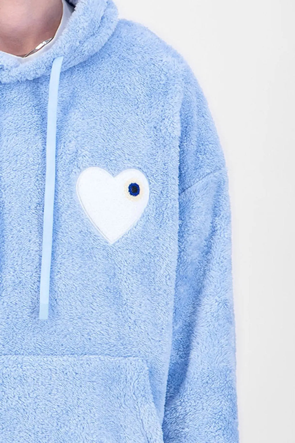 Sweat Moumoute à Capuche Ciel Avec Cœur Blanc - bonhomme